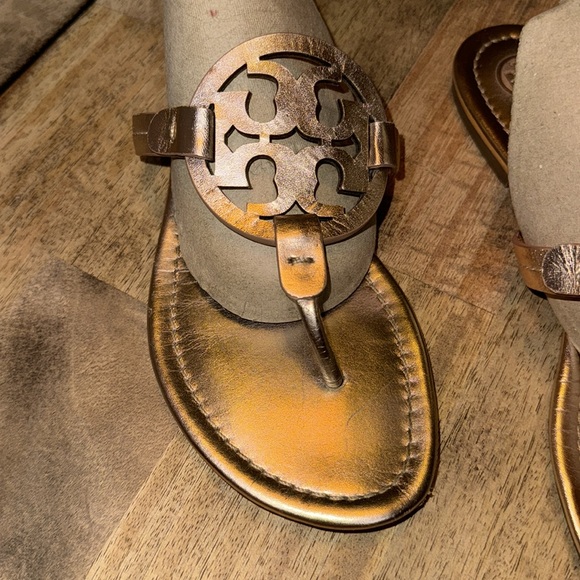 Tory Burch Rose Gold Metallic Miller Sandals - Picture 3 of 9